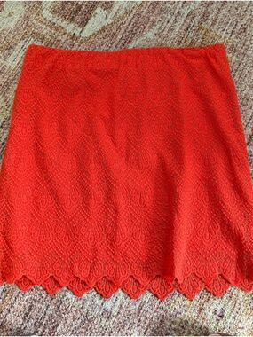 Women’s Small J.Crew Lace Scallop-Hem Women's Skirt Bright Orange NEW